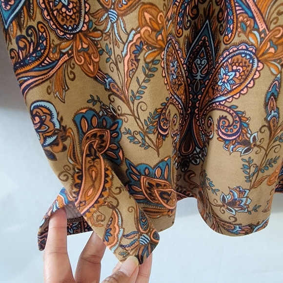 NEW ESTATE By Isaac M Brown Paisley High-neck Blouse Sz M Long Sleeve Fall Boho - Picture 8 of 12